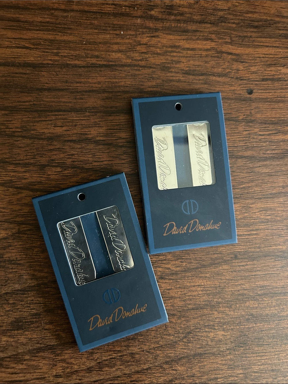 David Donahue Silver Tone Collar Stays